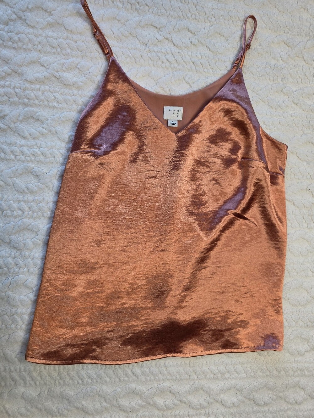 A New Day Copper Rose Satin Cami Tank Top Size Small